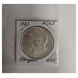 1921 MS63 Morgan 402 One Dollar