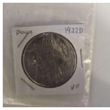 1922D VF Peace One Dollar