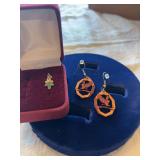 Hand carved wood Eagle earrings, Single earring