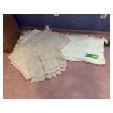 2 Crocheted bedspreads and pillow covers