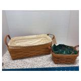 1997 small gathering basket, liner, protector and small leather handle basket, liner, protector