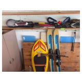 Badminton set, tennis rackets, baseball gloves, water skis, and more