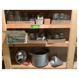 2 dozen + wire bail pint jars and alum canner, jar lifter and funnel