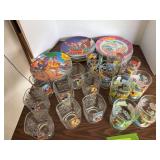 Disney glasses, plastic McDonald’s collector plates and McDonalds TY Happy Meals beanies