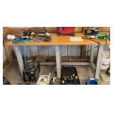 25" x 72" steel leg workbench, butcher block style top, matches previous lot