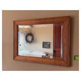 21.5x15.5 oak framed wall mirror w beveled edge