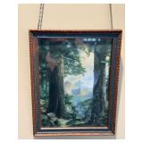 Framed landscape, similar in style to Maxfield Parrish Unable to find any markings 10.5x13.5 print