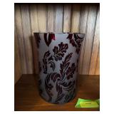 Tozai frosted etched to ruby large vase or wastebasket 10” tall