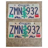 Pair of Matching Oregon License Plates