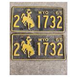 1965 Pair of Matching Wyoming License Plates