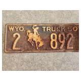 1950 Wyoming License Plate