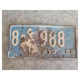 1962 Wyoming license plate