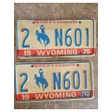 1975 Pair of Matching Wyoming License Plates