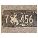 1963 Wyoming Truck License Plate