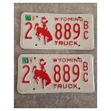 1988 Pair of Matching Wyoming Truck License Plates