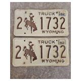1978 Pair of Matching Wyoming License Plates