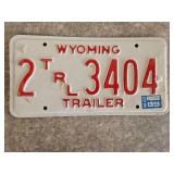 1988 Wyoming Trailer License Plate