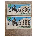 Pair of Matching Wyoming License Plates