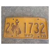 1974 wyoming license plate