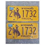 1983 Pair of Matching Wyoming License Plates