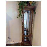 Lighted Wooden Curio Cabinet with glass panels 21x13x73 NO CONTENTS
