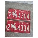 Wyoming 1967 pair of license plates