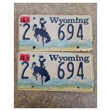 Pair of Matching Wyoming License Plates