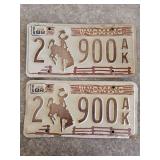 Pair of Matching Wyoming License Plates