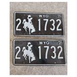 1971 Pair of Matching Wyoming License Plates