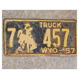 1957 Wyoming Truck License Plate