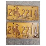 1974 Pair of Matching Wyoming License Plates
