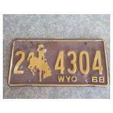 Wyoming 1968 license plate