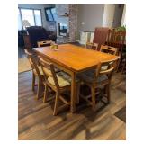 Ranch Oak Table and Chairs with matching stain 54x36 with pull out sides