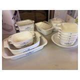 16 pieces of corning ware plus assorted lids