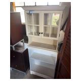 Small white bookshelf 33 x 10 x 24 and small hutch top kitchen cupboard 28 x 26
