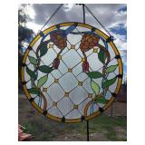 Round Amber floral stained glass 24 inch