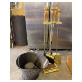 Fireplace poker set and coal bucket