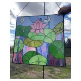 Square water lilly stained glass 24 x 24