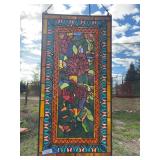 Large multicolor rose pattern rectangular stained glass 20 x 40 (2 of 2)