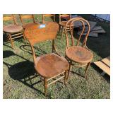 Two antique wood straight chairs