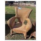 Four matching wicker arm chairs - no cushions - very good condition.