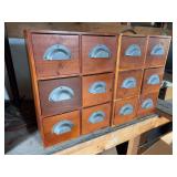 Two 6 drawer wood storage chests 13 x 18