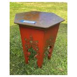 Gertrude Rose signed Small wooden Asian motif decorative stool