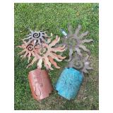 Metal cut out garden decor, sun motif