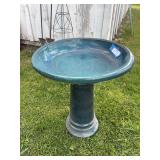 Heavy duty blue ceramic birdbath