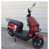 RED Two Wheeled Electric Motorcycle IRMOTO as is assembled front plastic broke on one side
