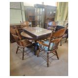 Round oak table set