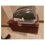 Wicker trunk & comforters