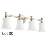 30 inch Aged Silver Leaf Vanity Light Wall Light