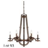 Chandelier in Dark Wood and Guilded Bronze